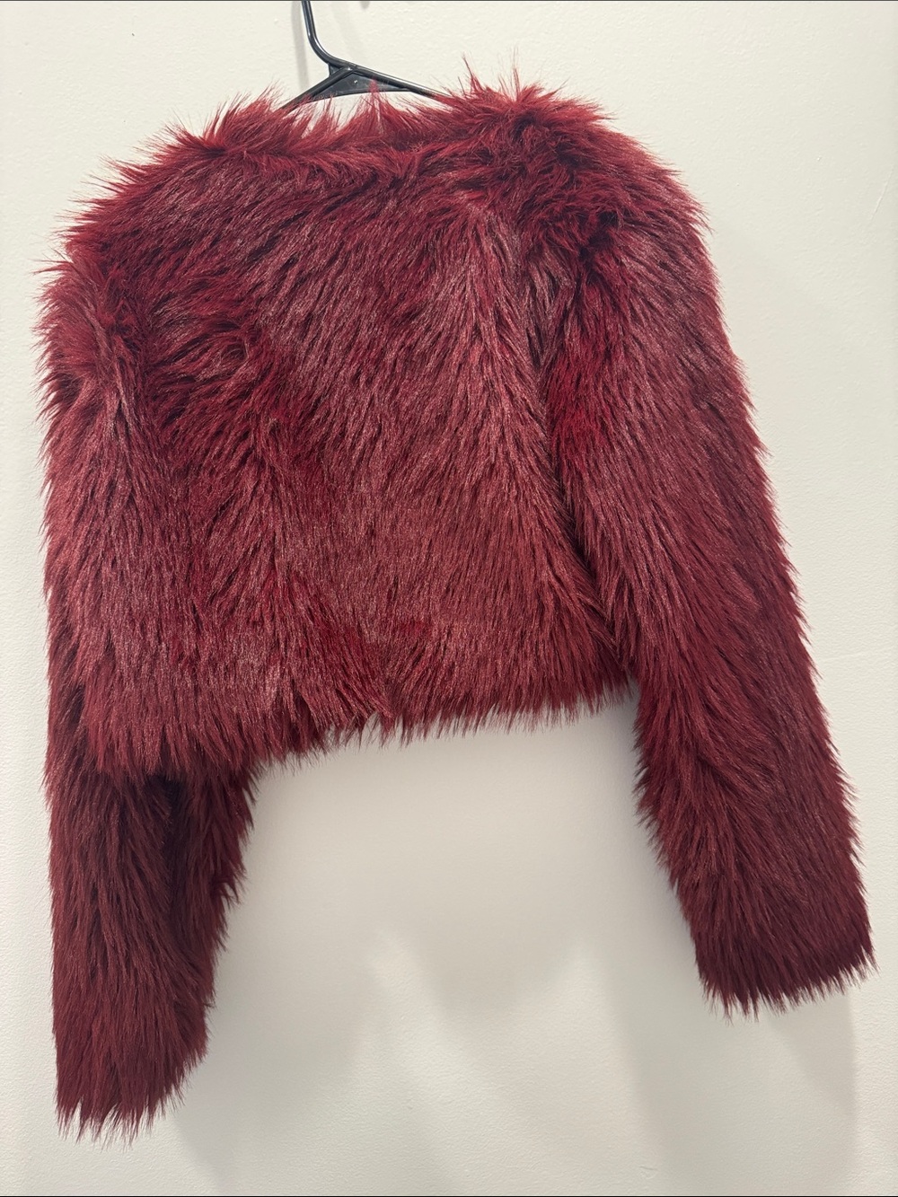 JBL Burgundy Faux Fur Cropped Jacket - Picture 5 of 5